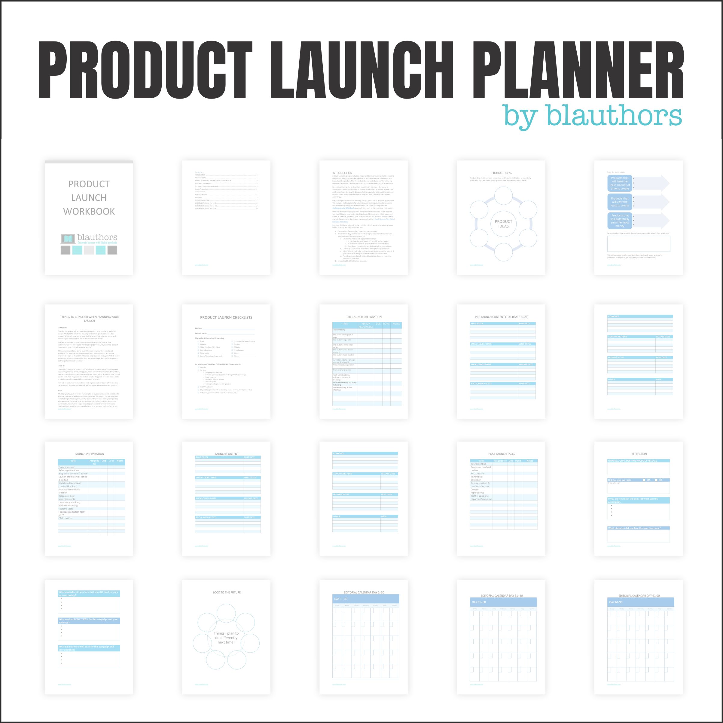 Product launches can be so task-heavy and time-consuming. They can make you feel like you have no clue where to start.  This Product Launch Workbook walks you step by step through the process to complete an efficient product launch.  By completing the workbook pages, you will learn as you go how to launch your product.